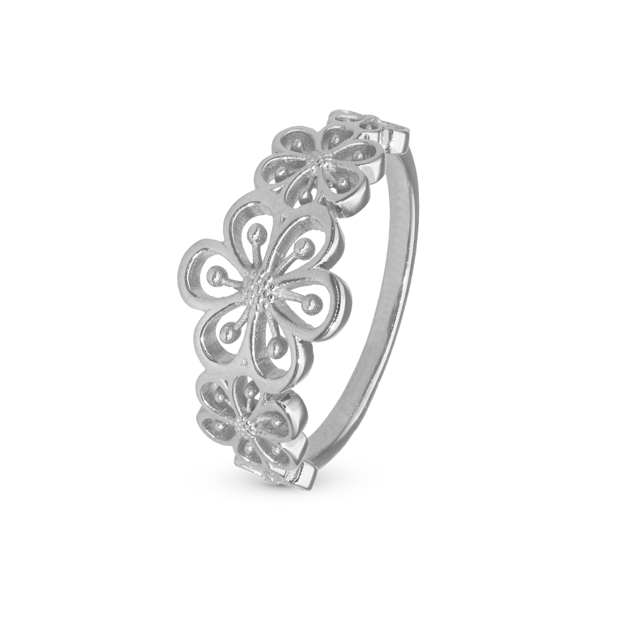 Flower Heaven Ring - Polished Sterling Silver