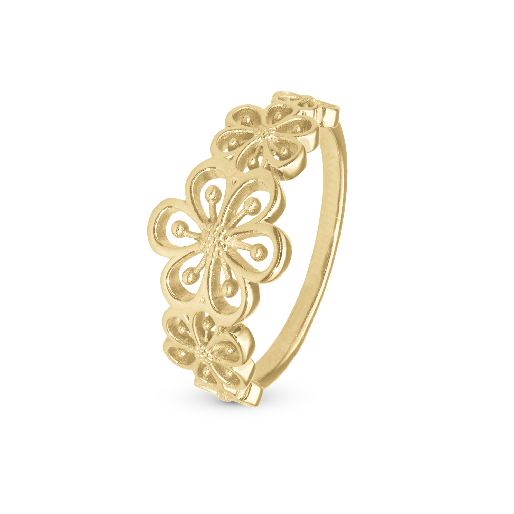 Flower Heaven Ring - Polished Gold Plated Sterling Silver