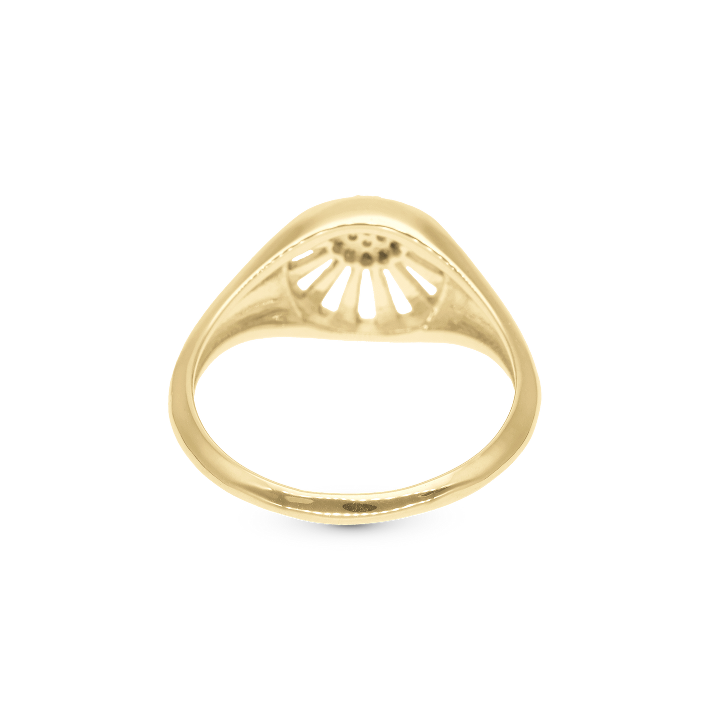 Ocean sunset Ring - Polished Gold Plated Sterling Silver with 19 white Cubic Zirkonia