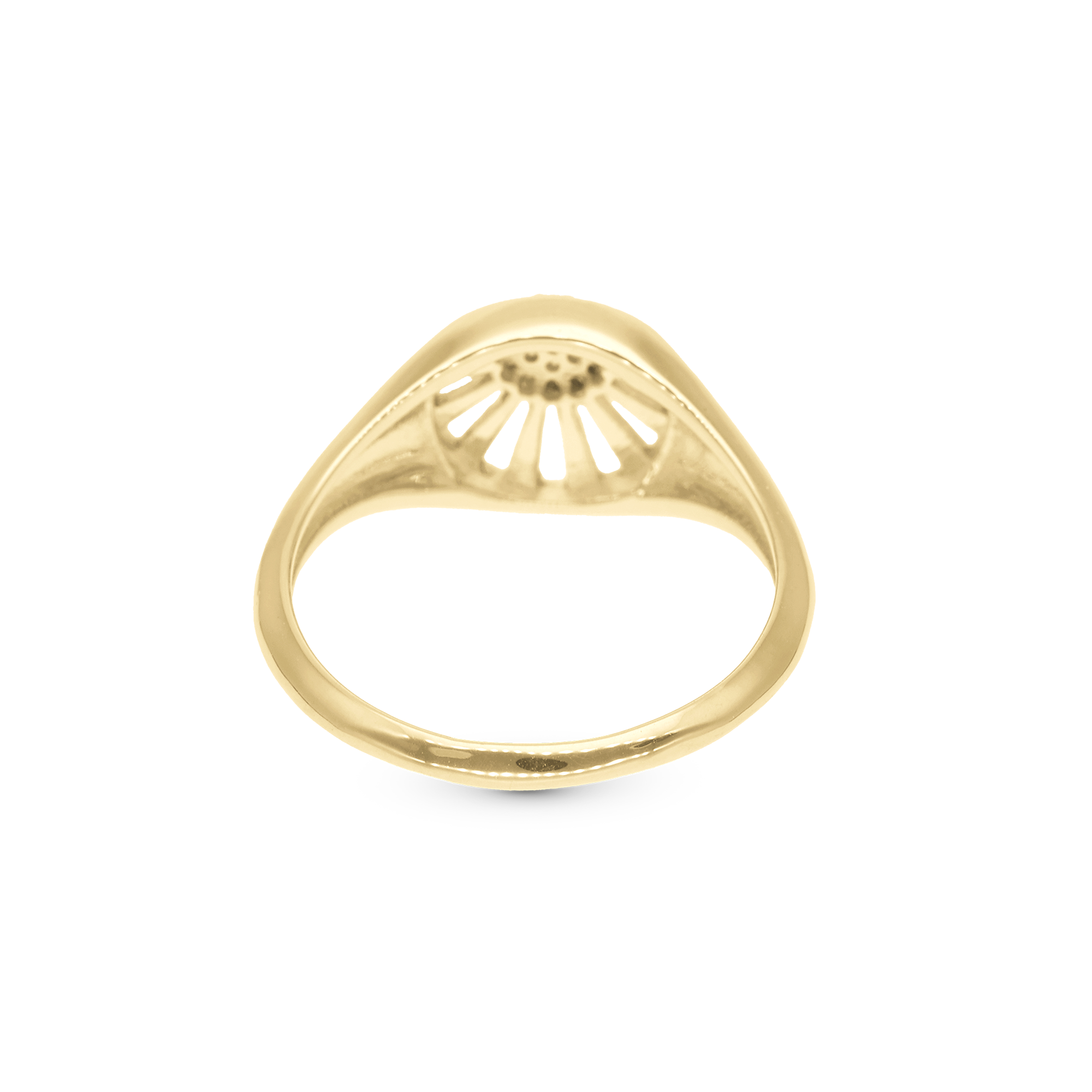 Ocean sunset Ring - Polished Gold Plated Sterling Silver with 19 white Cubic Zirkonia