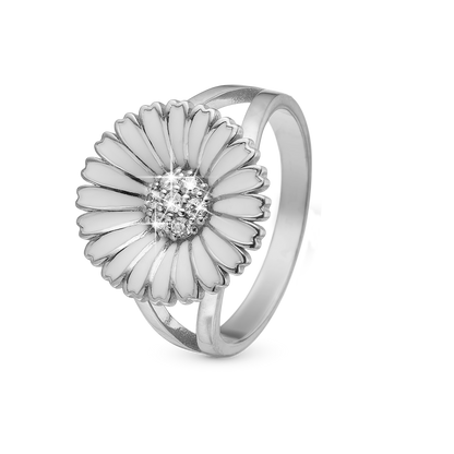 Marguerite Ø15mm Ring - Sterling Silver with 7 white Cubic Zirkonia