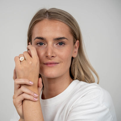 Marguerite Ø15mm Ring - Sterling Silver with 7 white Cubic Zirkonia