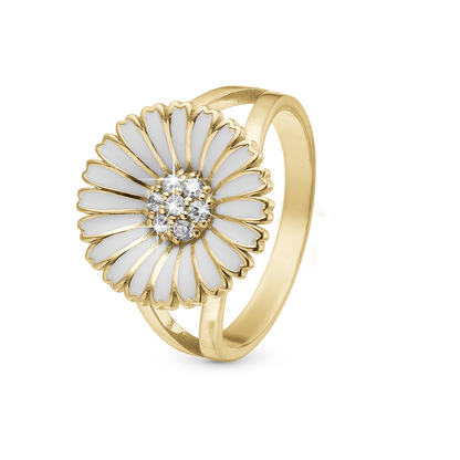 Marguerite Ø15mm Ring - Gold Plated Sterling Silver with 7 white Cubic Zirkonia