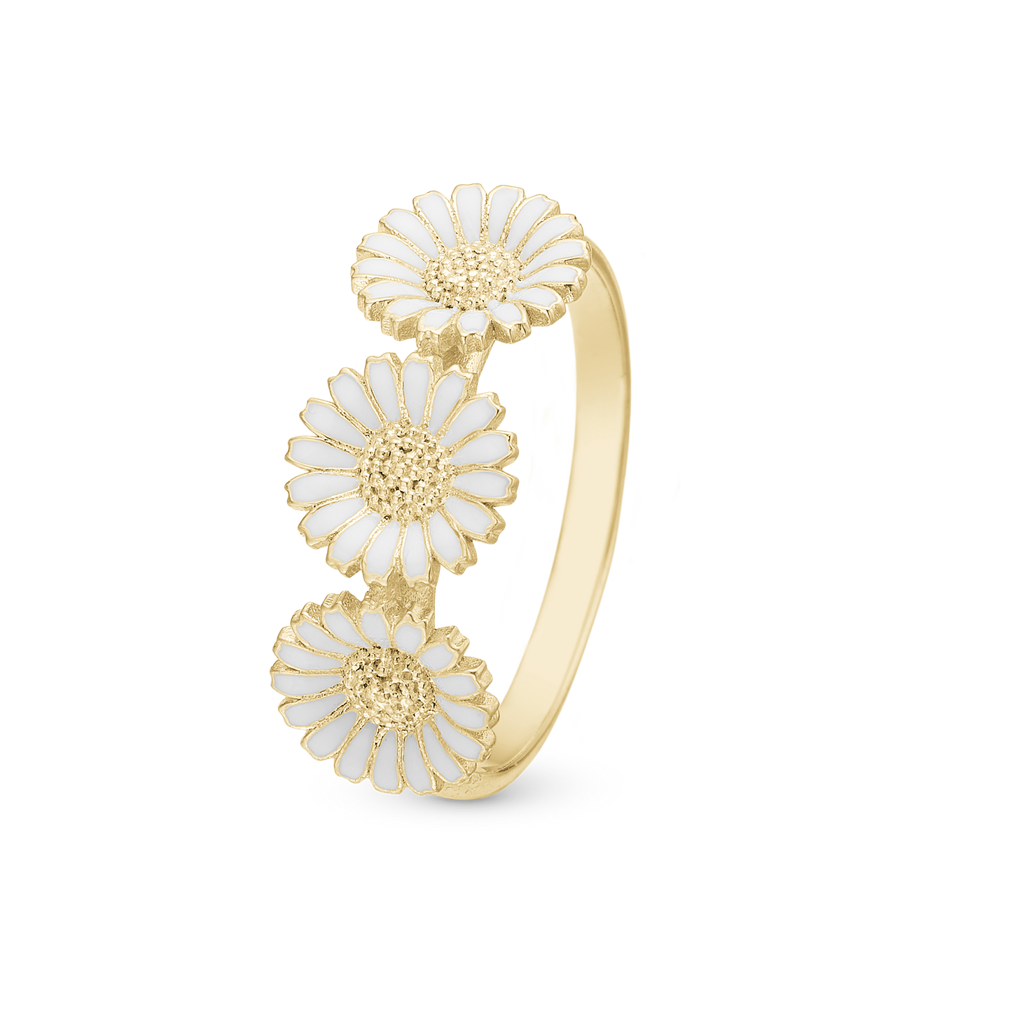 Triple Marguerite Ring - Gold Plated Sterling Silver