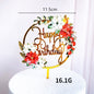 Dark Flowers Acrylic Happy Birthday Baking Cake Decoration