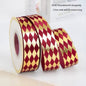 Red Bronzing Diamond Plaid Satin Baking Bow Ribbon