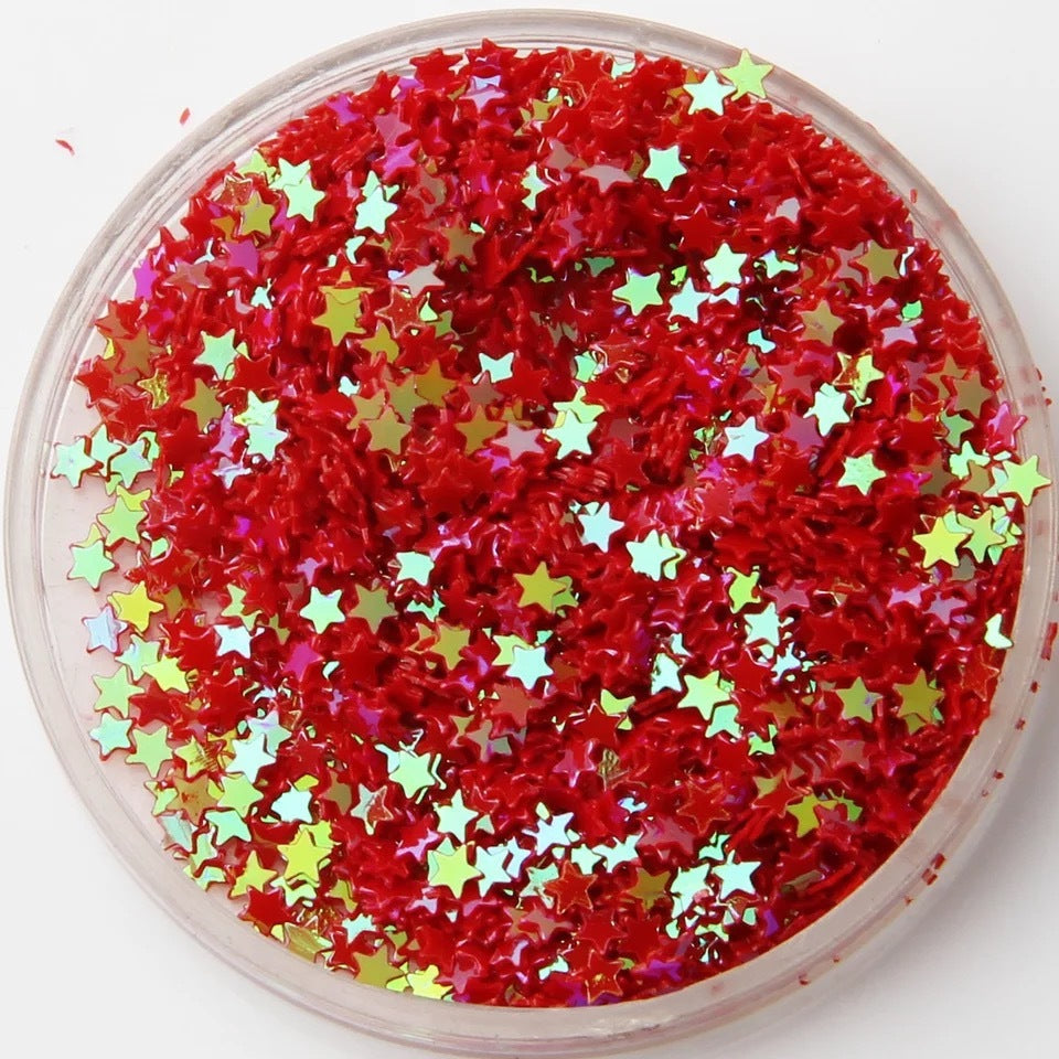 3 mm großer Nagelflicken mit fünfzackigem Stern und Pailletten