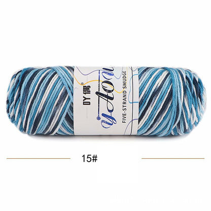 5Strands Milk Cotton Medium Thick Tie-dye Smudge Dyed Yarn