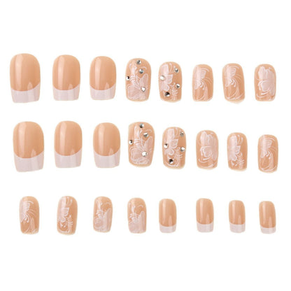 24-teiliges weißes Nagel-Maniküre-Set mit französischem Blumenmuster