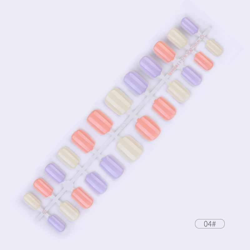 24pcs Solid Color Wear Fake Nail Patches