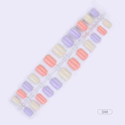 24pcs Solid Color Wear Fake Nail Patches