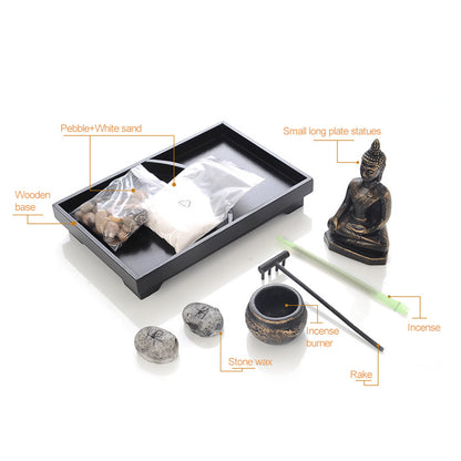 Glücks-Zen-Buddha-Statue, Dekoration, Kunsthandwerk, Holz, trocken