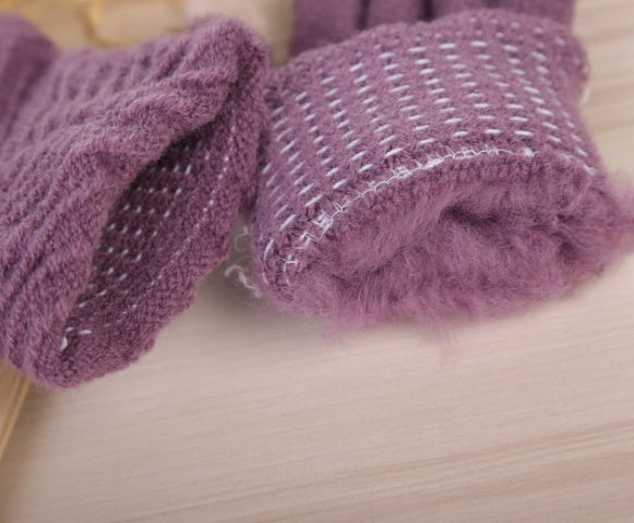 Damenhandschuhe Winter Wollstrickhandschuhe Touchscreen-Fäustlinge halten warm Damen Winter Vollfingerhandschuhe gestreift Mode Herbst