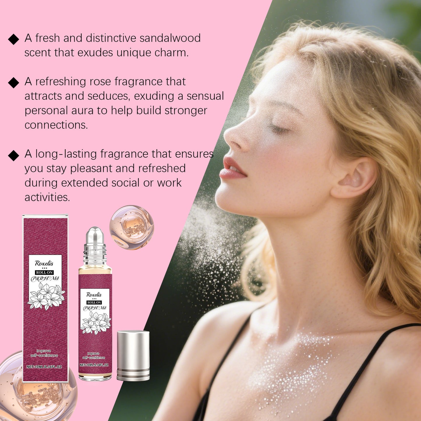 Natural, Fresh, Elegant, Lingering Fragrance, Portable, Rose Fragrance, Perfume