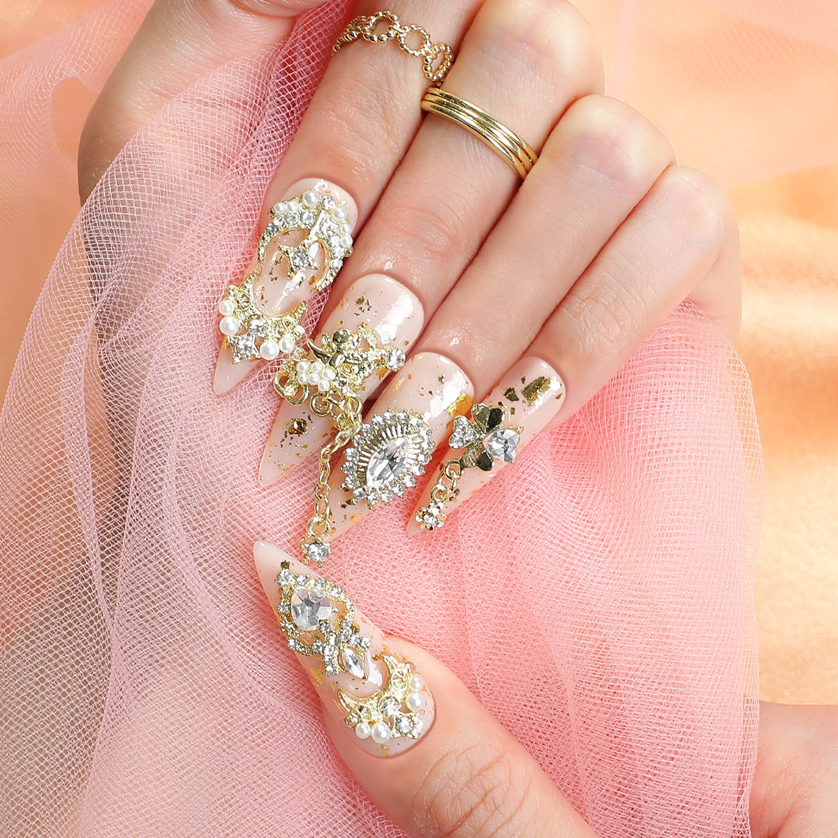 Metal Heavy Industry Golden Pearl Wear Nail Pure Handmade