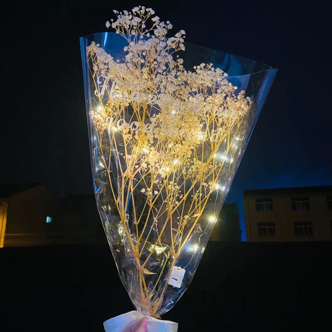 Glowing And Illuminated Preserved Flowers Gypsophila Bouquet