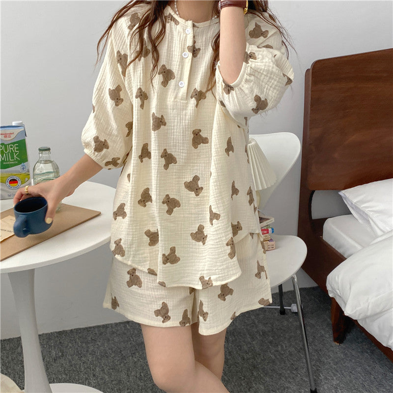 Atmungsaktives Baumwollgarn Homewear-Pyjama-Set