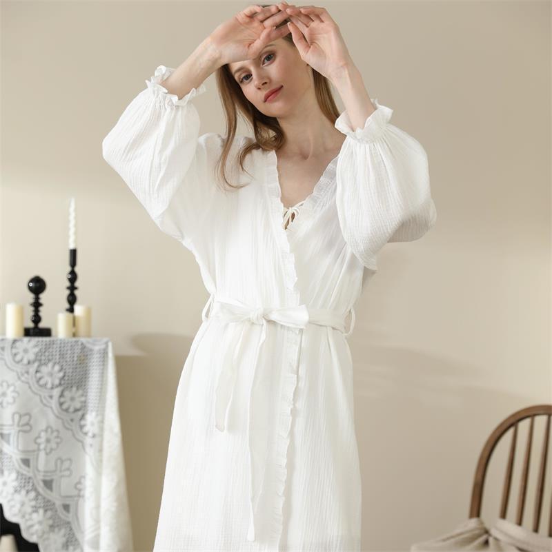 Women's Pajamas Cotton Lace Double-layer Yarn Home Wear