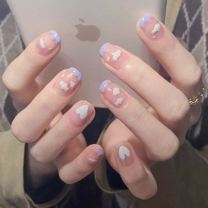 Modische, tragbare künstliche Fingernägel in Blau und Graffiti-Muster