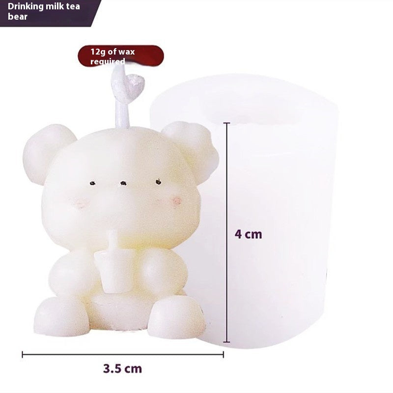 Cute Bear Candle Cake DIY Birthday Aromatherapy Candle Silicone Baking Mold
