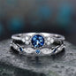 2Pcs/Set Luxury Green Blue Stone Crystal Rings For Women Sliver Color Wedding Engagement Rings Jewelry Dropship bagues pour
