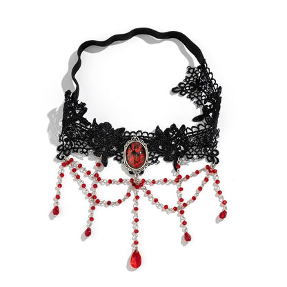 Gothic style pure desire lace leg chain blood drop red imitation crystal sexy leg ring JK tassel leg chain