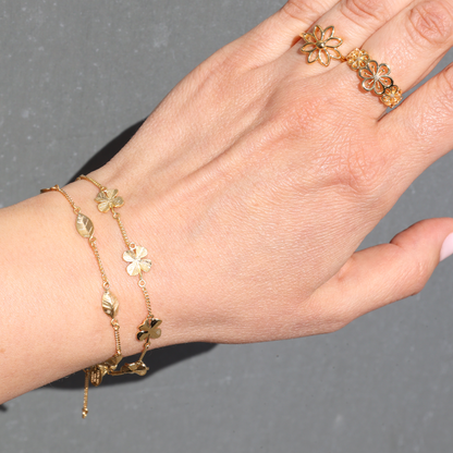 Leafs Bracelet - Light brush Gold Plated Sterling Silver