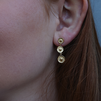 Magic Sun Dangle Earring - Polished Gold Plated Sterling Silver