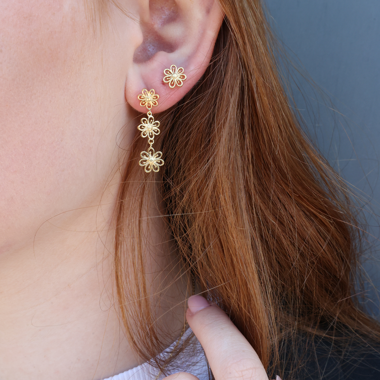 Flower Heaven Dangle Earring - Polished Gold Plated Sterling Silver