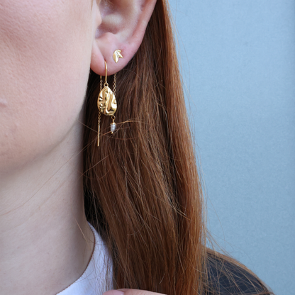 Wavy Dangle Earring - Polished Gold Plated Sterling Silver