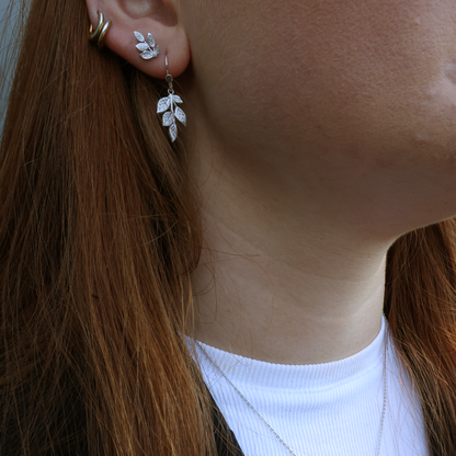 Leaf Beauty Stud Earrings - Polished Sterling Silver