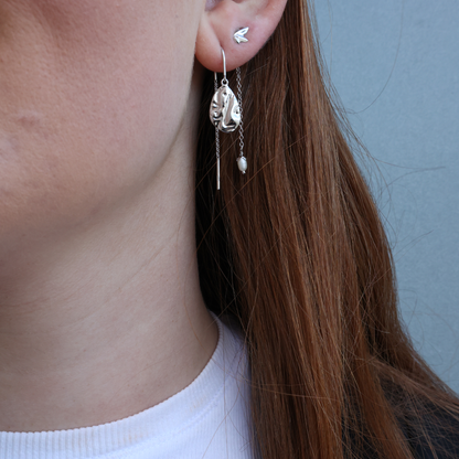 Stud Add-On / 1 stk. Earring Stud - Polished Sterling Silver with 2 white Cubic Zirkonia