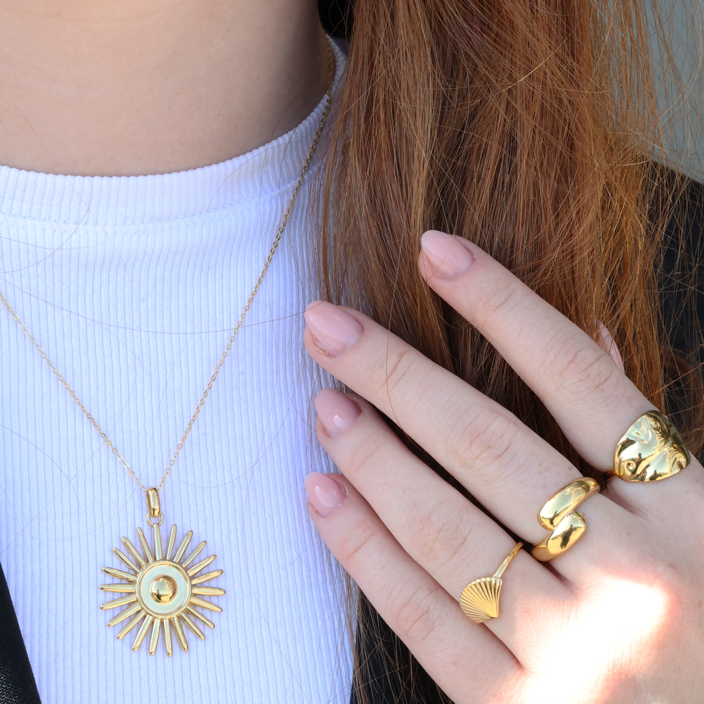 Sunshine Earring Pendant - Polished Gold Plated Sterling Silver