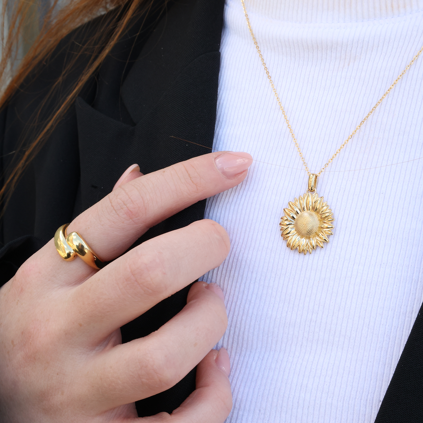 Water drops Ring - Polished Gold Plated Sterling Silver