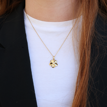 Flower Bouquette Earring Pendant - Polished Gold Plated Sterling Silver with 1 Cubic Zirkonia