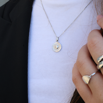 Magic Sun Earring Pendant - Polished Sterling Silver