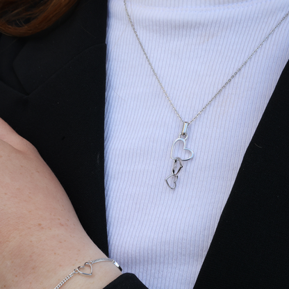 Dancing Love Earring Pendant - Polished Sterling Silver