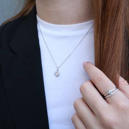 Sparkling Love Earring Pendant - Polished Sterling Silver with 1 Cubic Zirkonia