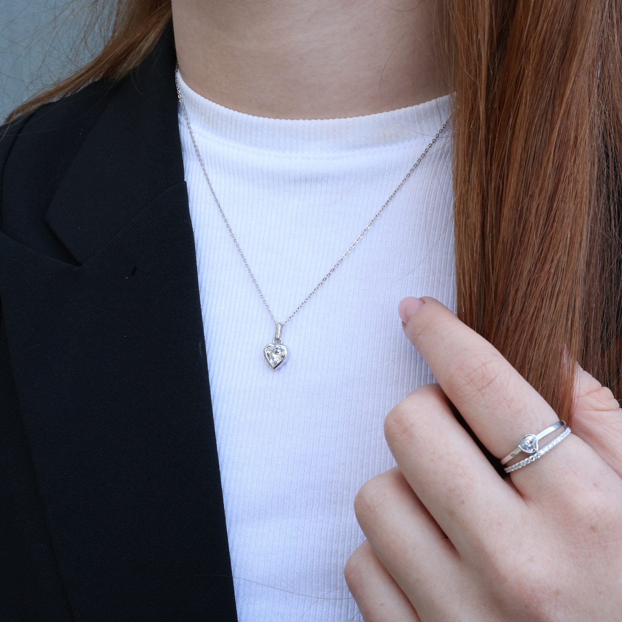 Sparkling Love Ring - Polished Sterling Silver with 20 white Cubic Zirkonia