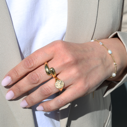 Water drops Ring - Polished Gold Plated Sterling Silver