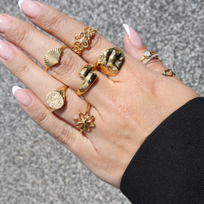 Fingerprint Ring - Polished Gold Plated Sterling Silver