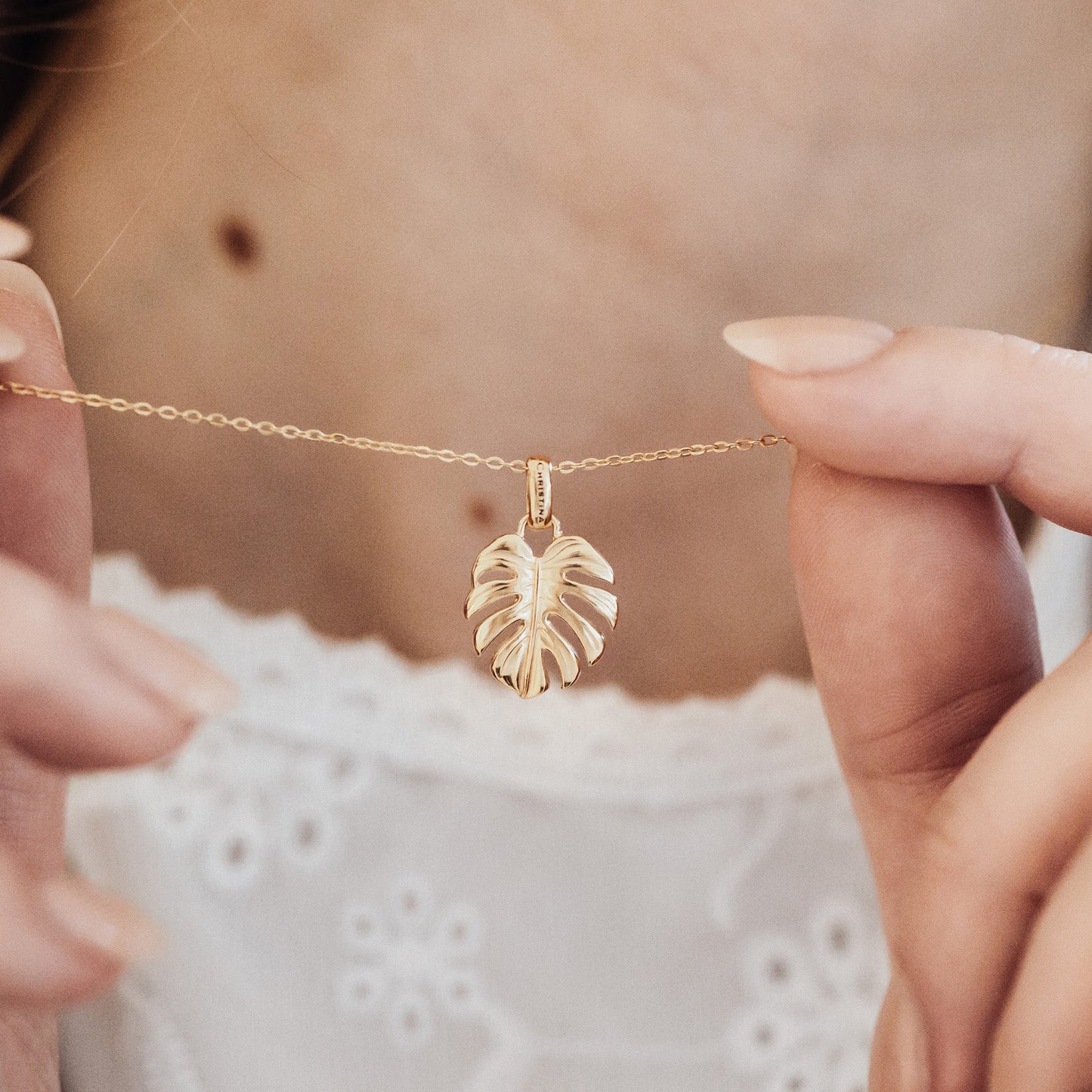 Rainforest Earring Pendant - Polished Gold Plated Sterling Silver