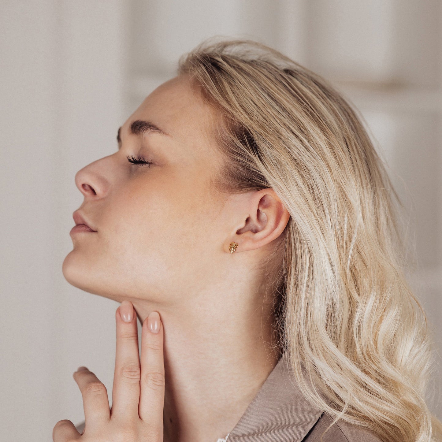 Rainforest Stud Earrings - Polished Gold Plated Sterling Silver