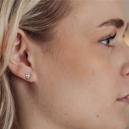 Rainforest Stud Earrings - Polished Sterling Silver