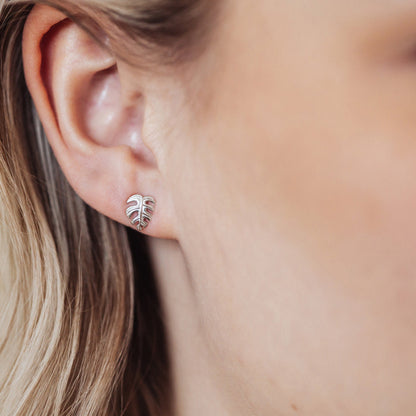 Rainforest Stud Earrings - Polished Sterling Silver