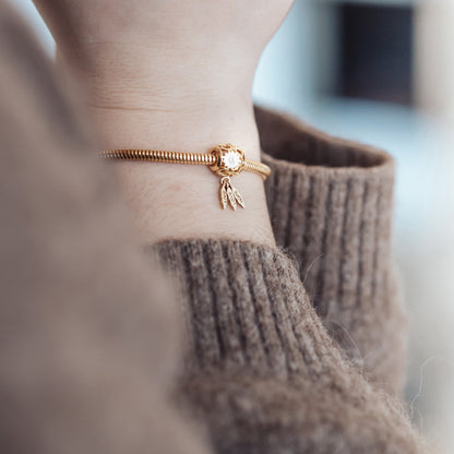 Live Love Hope - Charm 4 mm with Bracelet - Satin Forgyldt Sterling Sølv with 1 Topas