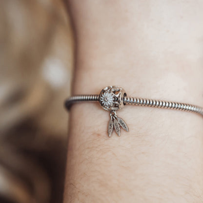 Live Love Hope - Charm 4 mm with Bracelet - Satin Sterling Sølv with 1 Topas