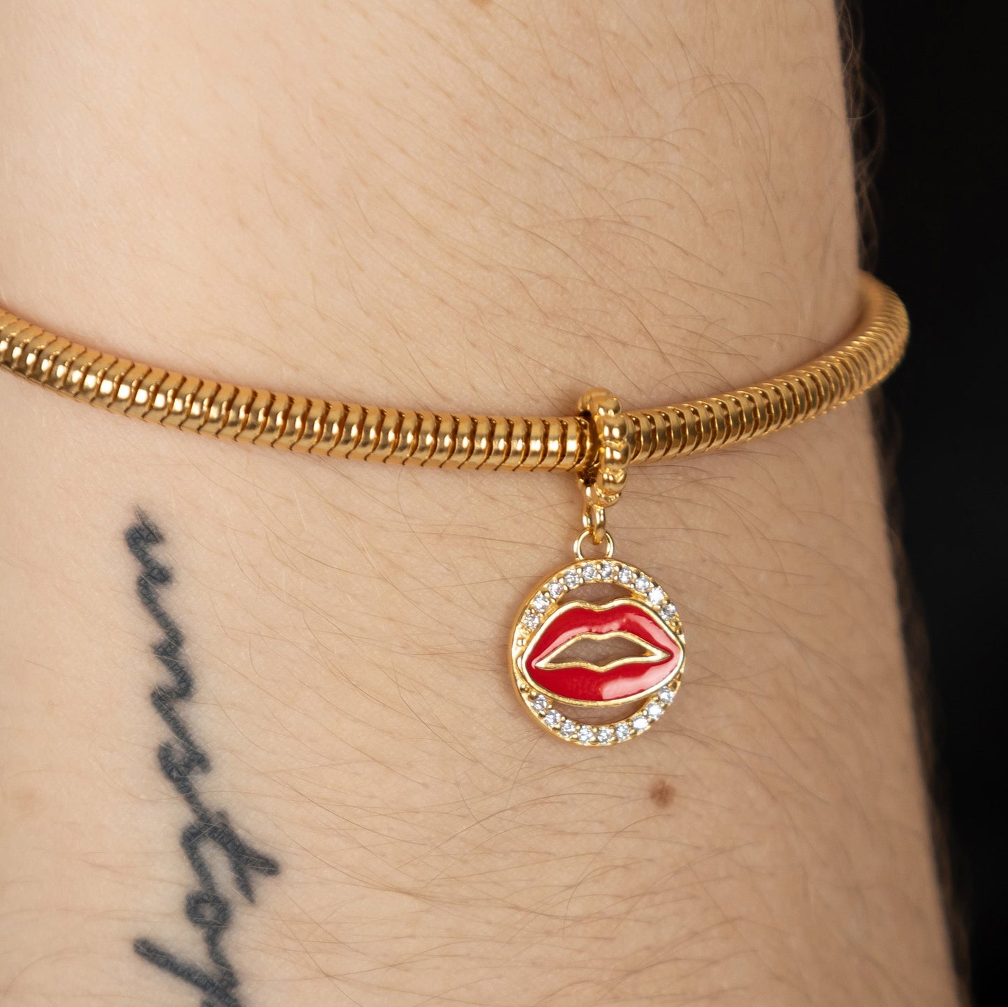 Bonsoir Madame - Dangle Charm 4 mm with Bracelet - Gold-Plated Sterling Silver