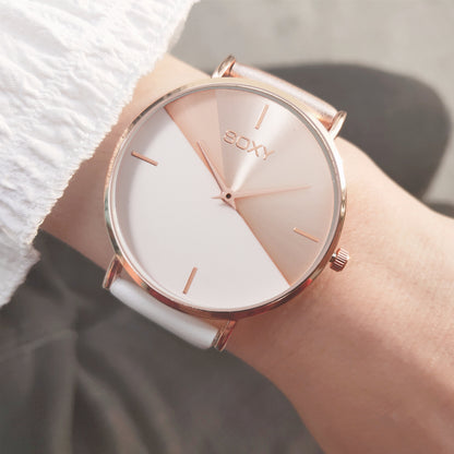 Top brand women's watch leather Rose gold female clock luxury brand design women