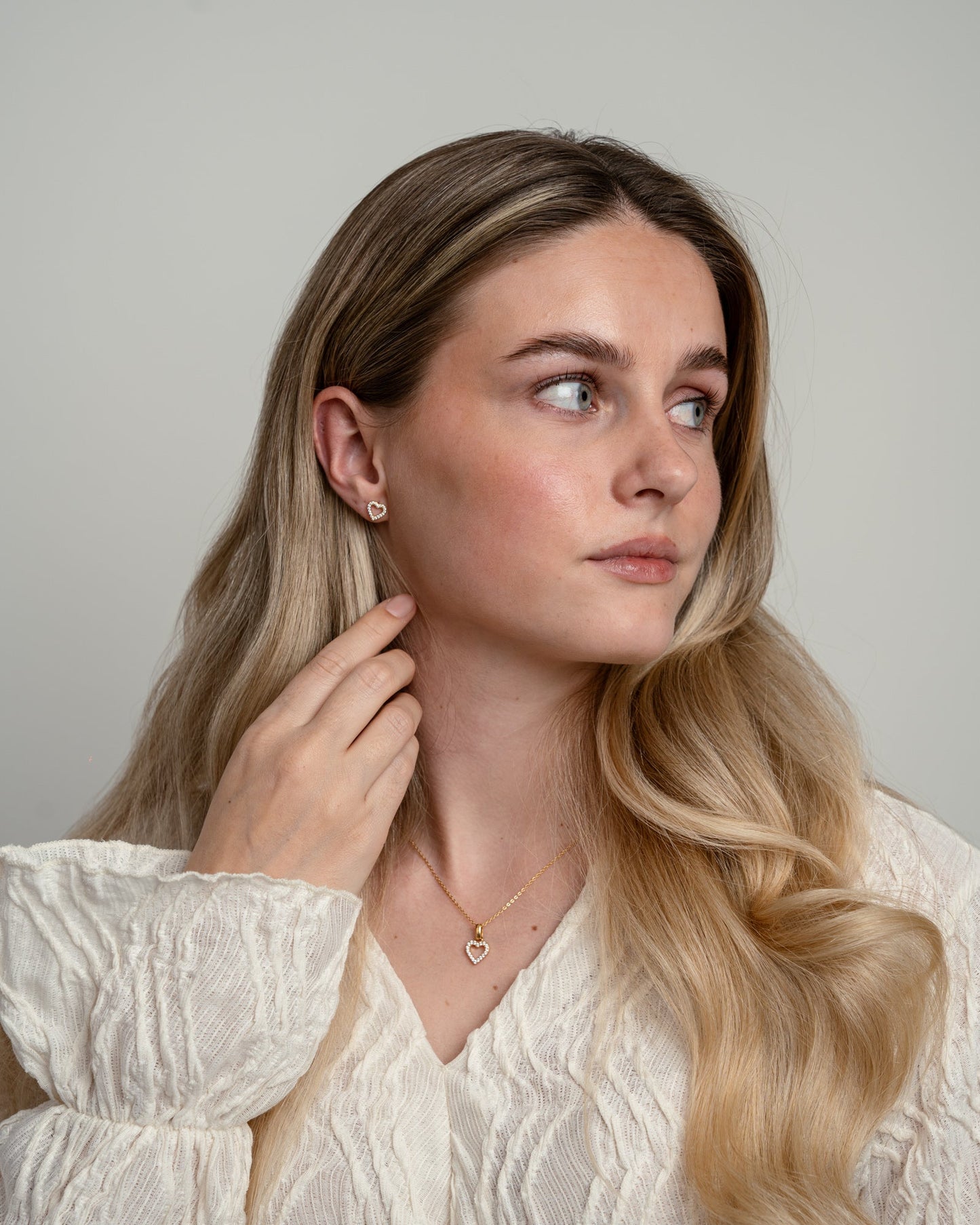 Shimmery Heart Smykkesæt - Sterling Silver with Cubic Zirkonia